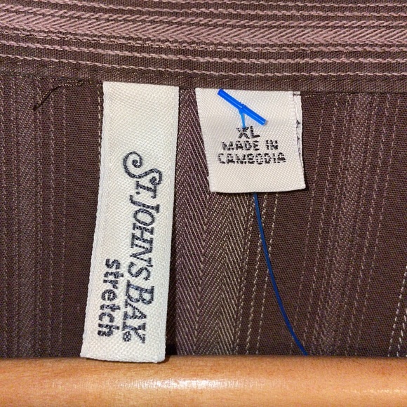 •ST.JOHN'S BAY•BROWN & PINK STRIPED 3/4 SLEEVE V NECK BUTTON UP BLOUSE XL EUC - Picture 5 of 6